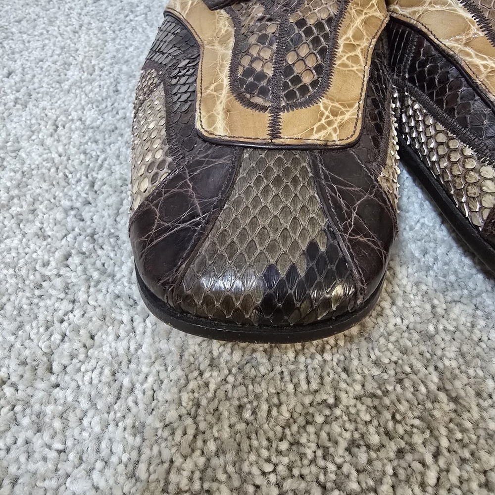 Prada Men's Patchwork Python Croc Leather Dress S… - image 4